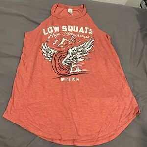 Barbells and ponytails muted pink tank small